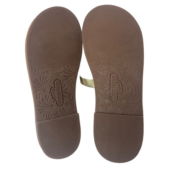 OshKosh B'gosh Girls Gold Open Toe Slide on Flat Sandals - Size 2 - Picture 5 of 7